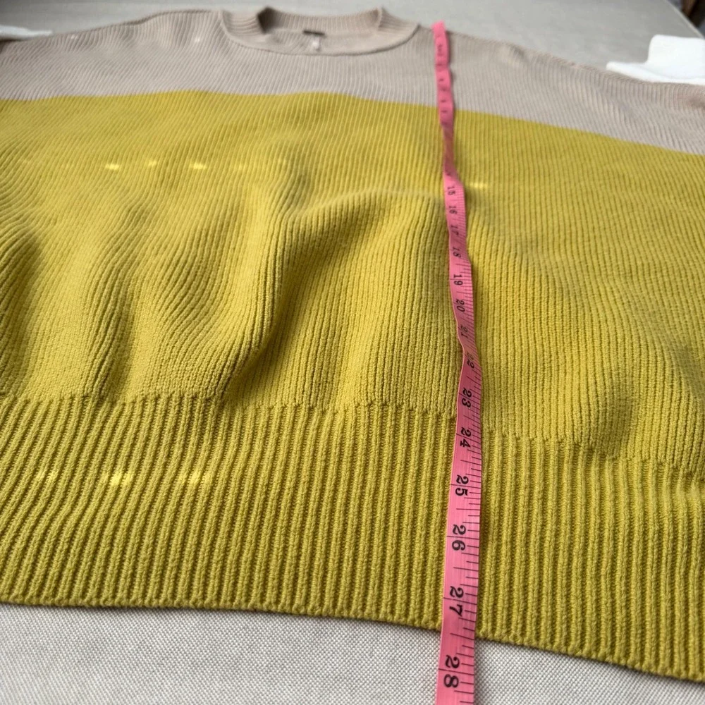 Free People Easy Street Colorblock Ribbed‎ Oversized Sweater Chartreuse Large